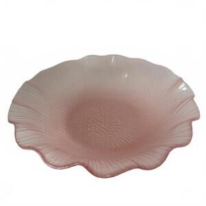 Mikasa pink frosted ruffled glass decorative bowl.